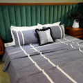 Ethereal Lace Bed Cover with Pillow Covers & Cushion/s at Kamakhyaa by Aetherea. This item is Bed Covers, Black, Cotton, Grey, Home, Lace, Tassels, Upcycled, White