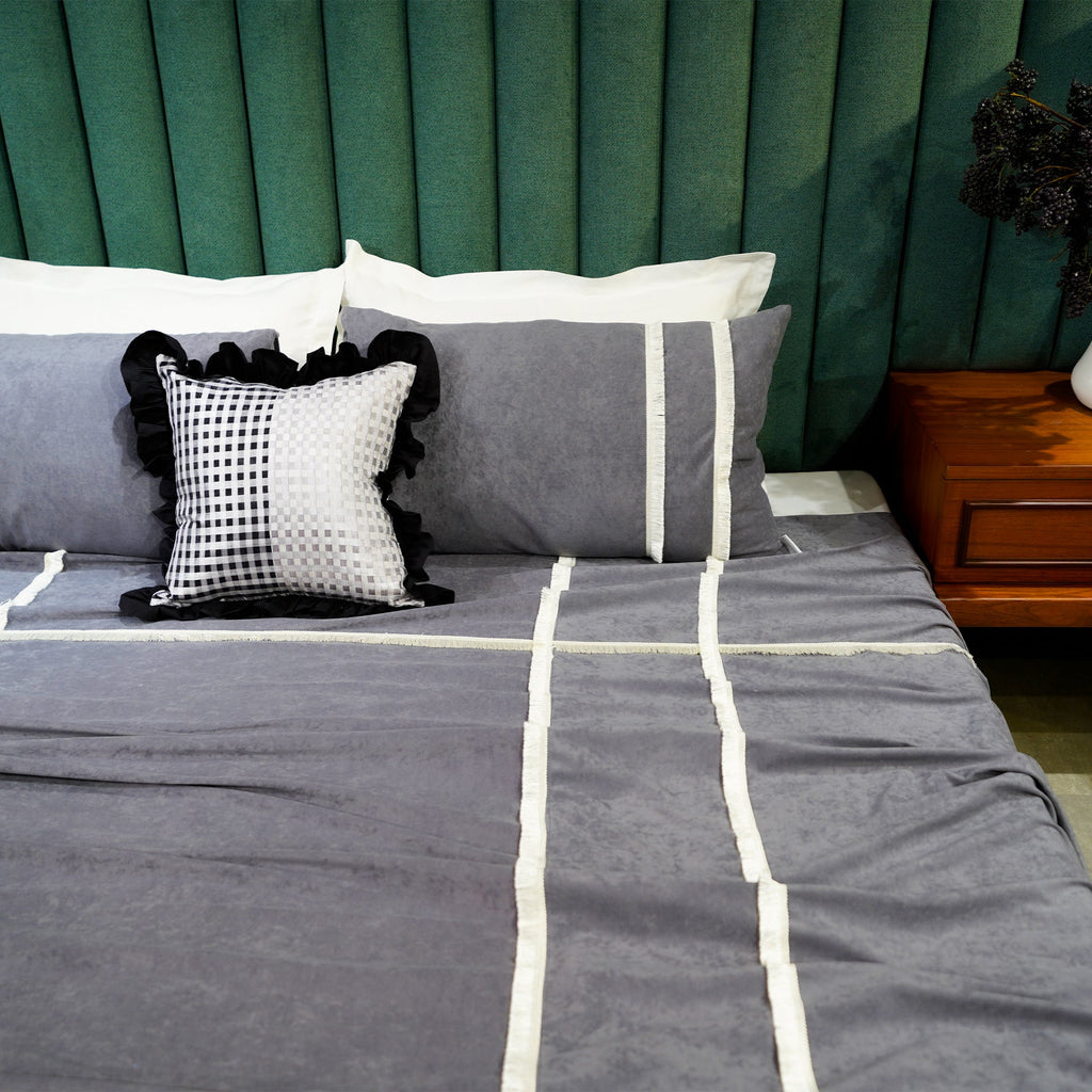 Ethereal Lace Cushion Cover at Kamakhyaa by Aetherea. This item is Black, Cotton, Cushion covers, Frills, Home, Sheer, Upcycled, White