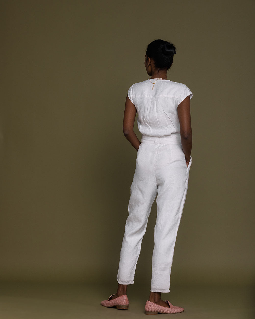 Evening Chai Jumpsuit - Coconut White at Kamakhyaa by Reistor. This item is Best Selling, Casual Wear, Hemp, Jumpsuits, Natural, Regular Fit, Solid Selfmade, Solids, White, Womenswear