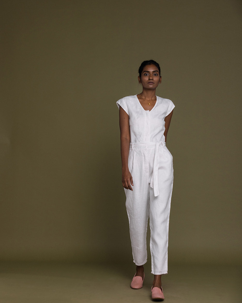 Evening Chai Jumpsuit - Coconut White at Kamakhyaa by Reistor. This item is Best Selling, Casual Wear, Hemp, Jumpsuits, Natural, Regular Fit, Solid Selfmade, Solids, White, Womenswear