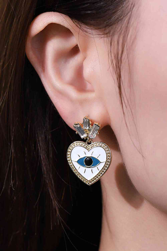Evil Eye Heart-Shaped Drop Earrings at Kamakhyaa by Trendsi. This item is jewelry, Ken, Ship From Overseas, Trendsi