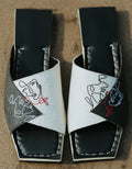 Flats-Yin and Yang Casual Wear, Embroidered, Faux Leather, Flats, Pineapple Leaf Fibre, Recycled, Slip Ons, Square toe, Upcycled, Upcycled Rubber Tyres, Vegan, White Kamakhyaa