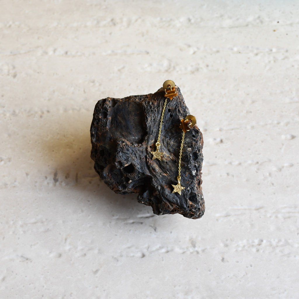 Freya Star Chain Earrings at Kamakhyaa by Noyra. This item is Danglers, Fashion Jewellery, jewelry, Micron, Natural, Silver, Solids, Yellow