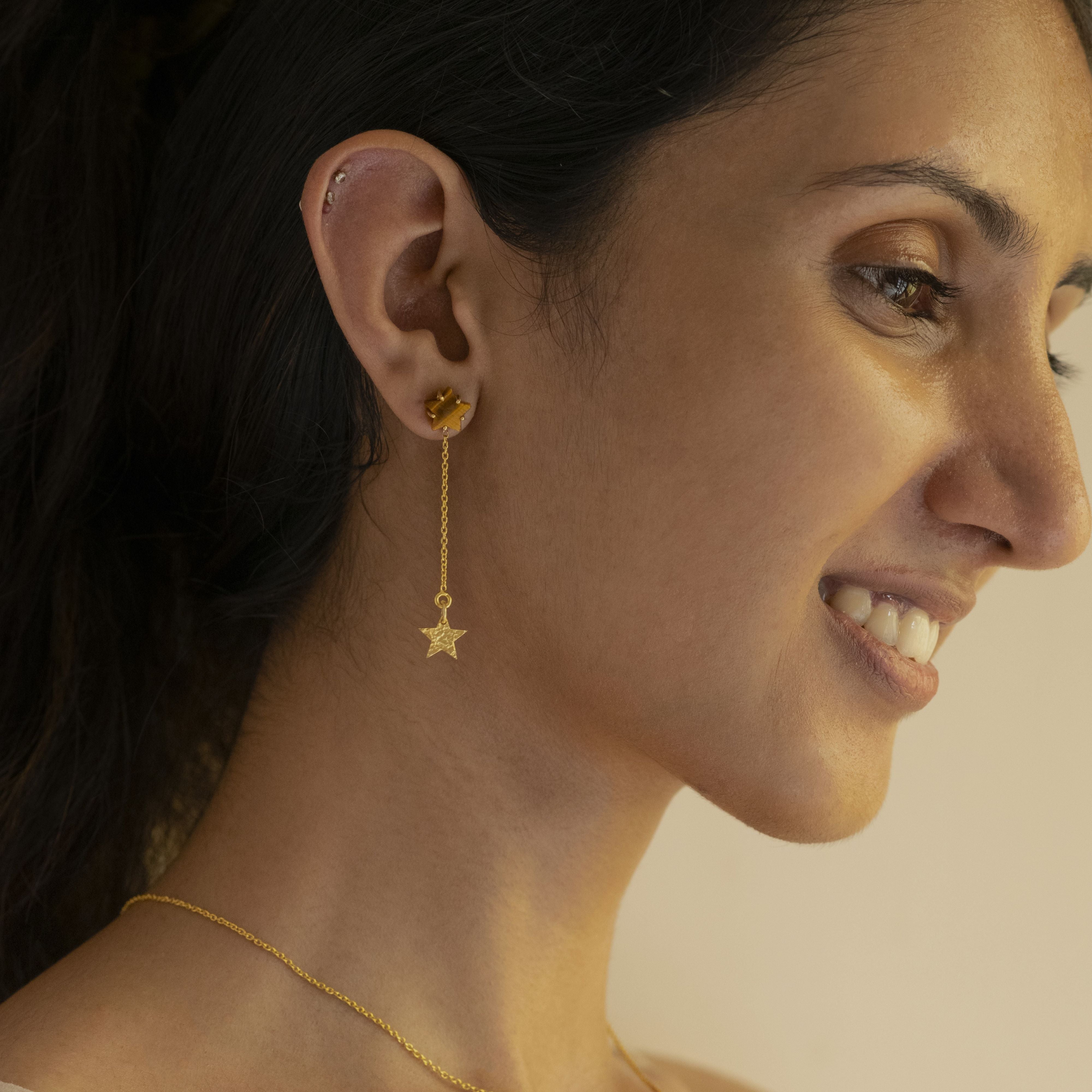 Golden Stainless Steel Hanging Cross With Chain Stud Cum Ear Cuff Earrings  at Rs 99/pair in New Delhi