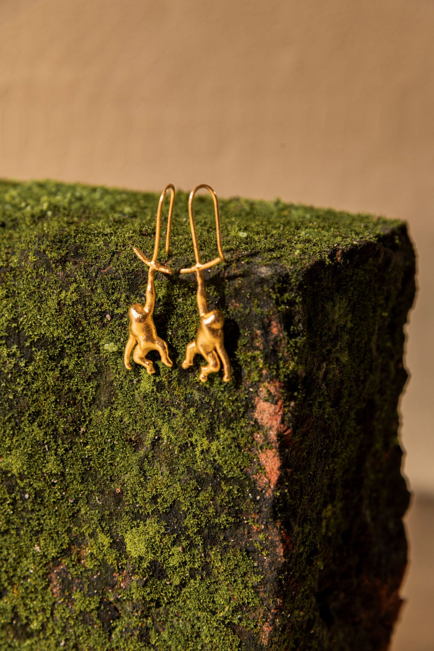 Frrilla Free gorillas Earrings at Kamakhyaa by Amalgam By Aishwarya. This item is Brass, Earrings, Fashion Jewellery, Free Size, Gold, Gold Plated, jewelry, Less than $50, Long Earrings, Natural, Yellow