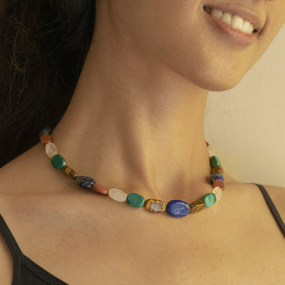 Galaxaia Necklace at Kamakhyaa by Noyra. This item is Beaded Jewellery, Brass Alloy, Choker, Fashion Jewellery, jewelry, July Sale, July Sale 2023, Micron, Multicolor, Natural, Solids