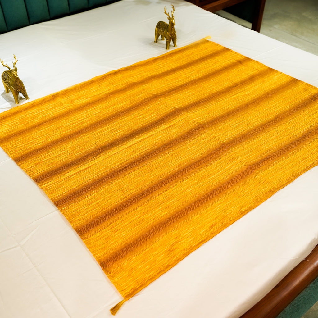 Gilded Spice Bed Throw at Kamakhyaa by Aetherea. This item is Bed Throws, Home, Metallic, Mustard, Satin, Upcycled