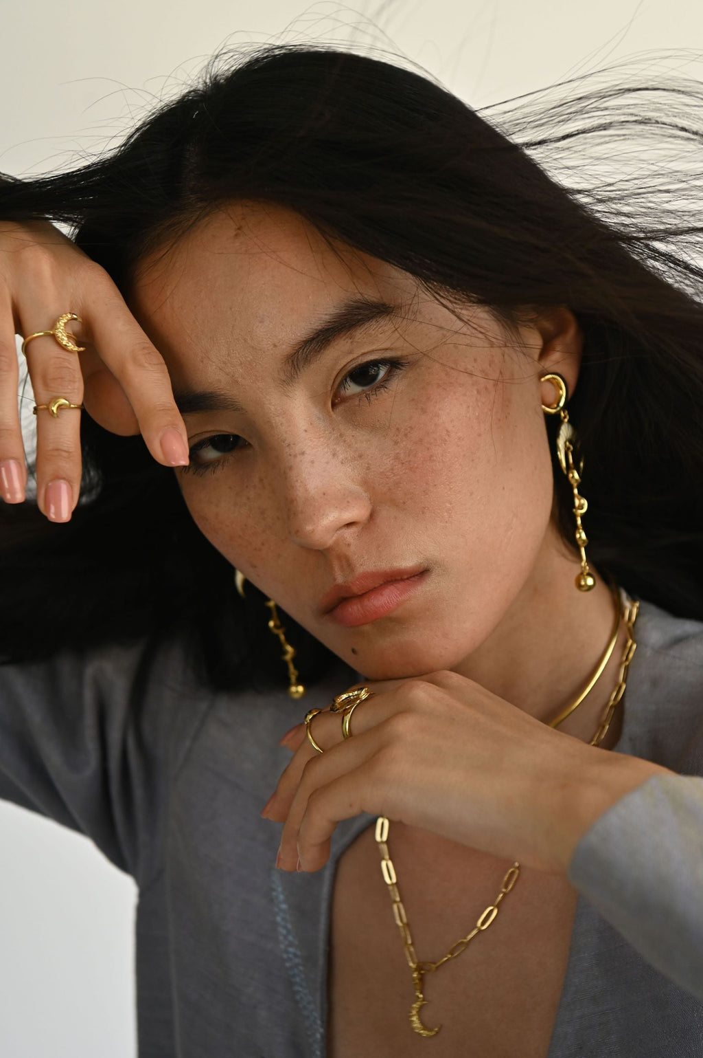 Gold Brass Crescent Moon Ring at Kamakhyaa by The Loom Art. This item is Brass, Cosmic Dream TLA, Fashion Jewellery, Free Size, Gold, Gold Plated, jewelry, Less than $50, Natural, Products less than $25, Rings, Textured