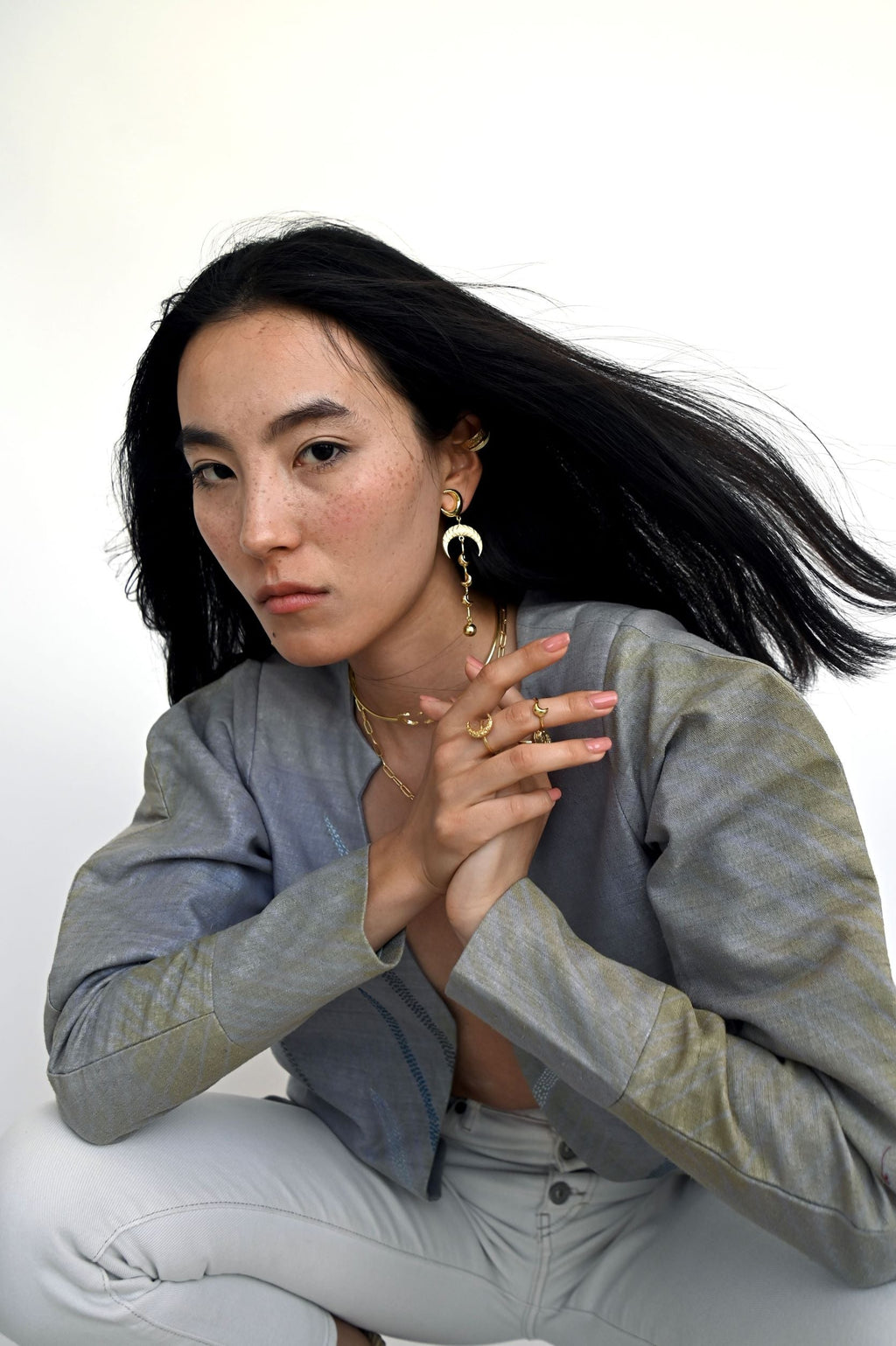 Gold Brass Crescent Moon Ring at Kamakhyaa by The Loom Art. This item is Brass, Cosmic Dream TLA, Fashion Jewellery, Free Size, Gold, Gold Plated, jewelry, Less than $50, Natural, Products less than $25, Rings, Textured