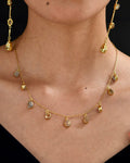 Gold Brass Crystal Necklaces at Kamakhyaa by The Loom Art. This item is Brass, Cosmic Dream TLA, Fashion Jewellery, For Daughter, Free Size, Gold, Gold Plated, jewelry, Natural, Necklaces