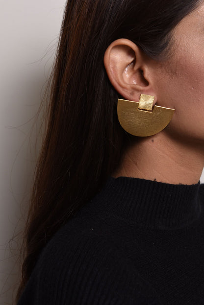 Gold Brass Earrings-Better Half Free Size, Plated, Plated Brass, Short Earrings, Statement Pieces Kamakhyaa