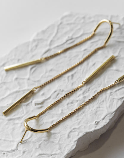 Gold Brass Earrings-Bias Free Size, Plated, Plated Brass, Long Earrings, Statement Pieces Kamakhyaa