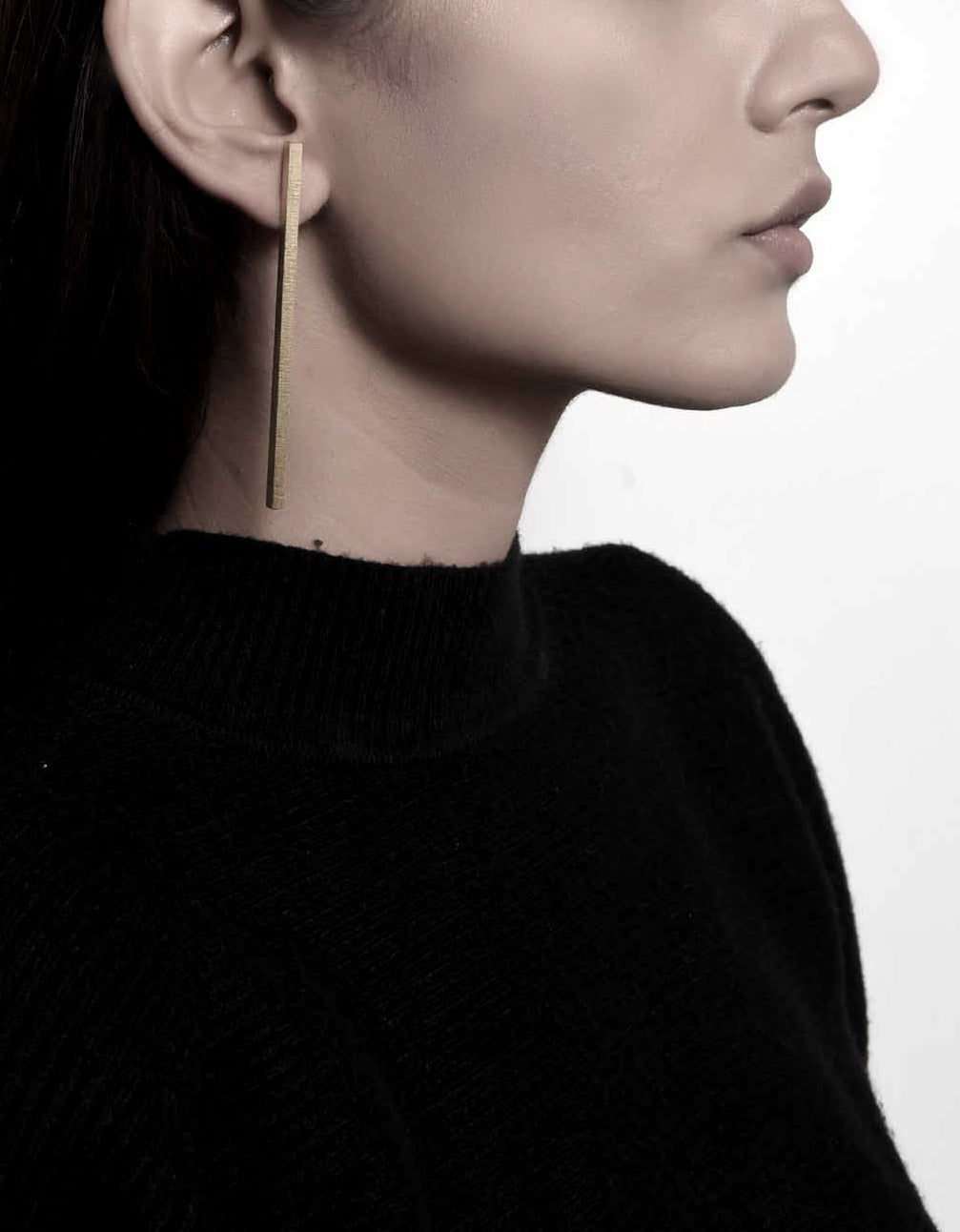 Gold Brass Earrings-Less Is More Free Size, Gold, Plated, Plated Brass, Long Earrings, Statement Pieces Kamakhyaa