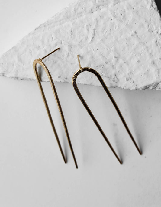 Gold Brass Earrings-Magnetic Free Size, Gold, Plated, Plated Brass, Long Earrings, Statement Pieces Kamakhyaa