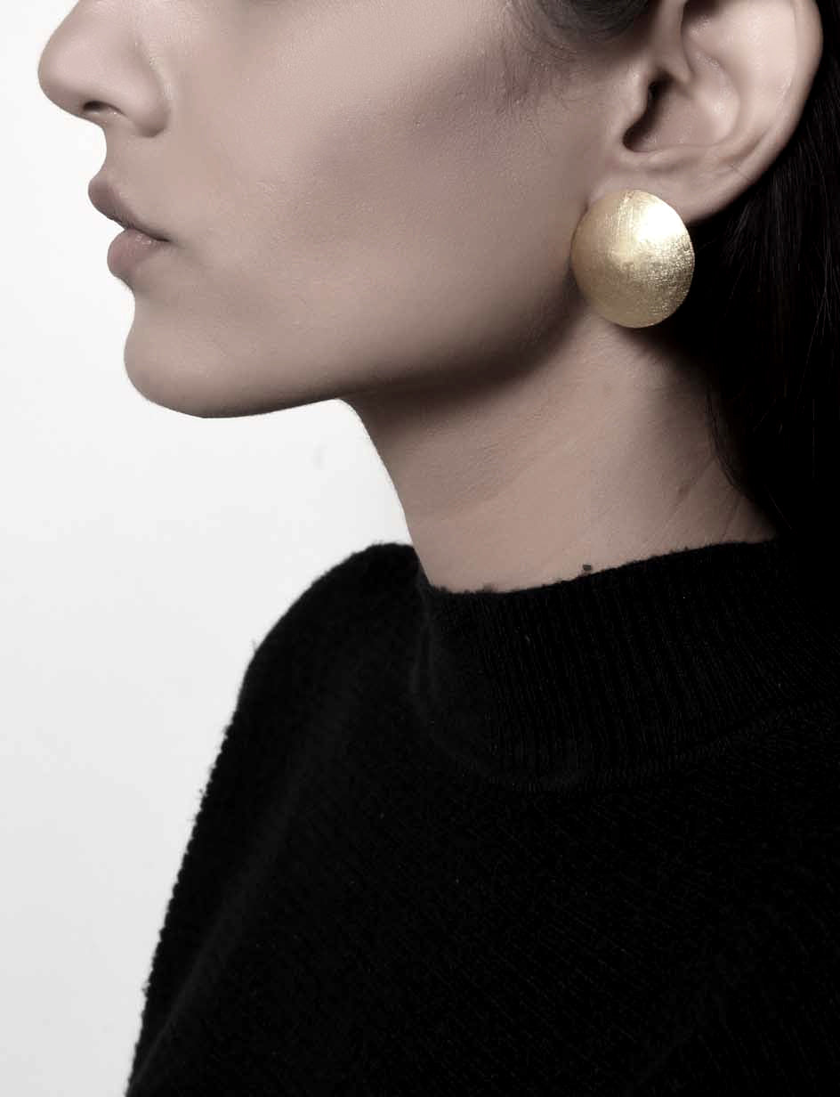 Gold Brass Earrings-Mini Duomo Free Size, Gold, Plated, Plated Brass, Statement Pieces, Stud Earrings Kamakhyaa
