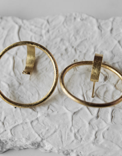 Gold Brass Earrings-Orb Golden Earrings Free Size, Gold, Plated, Plated Brass, Short Earrings, Statement Pieces Kamakhyaa