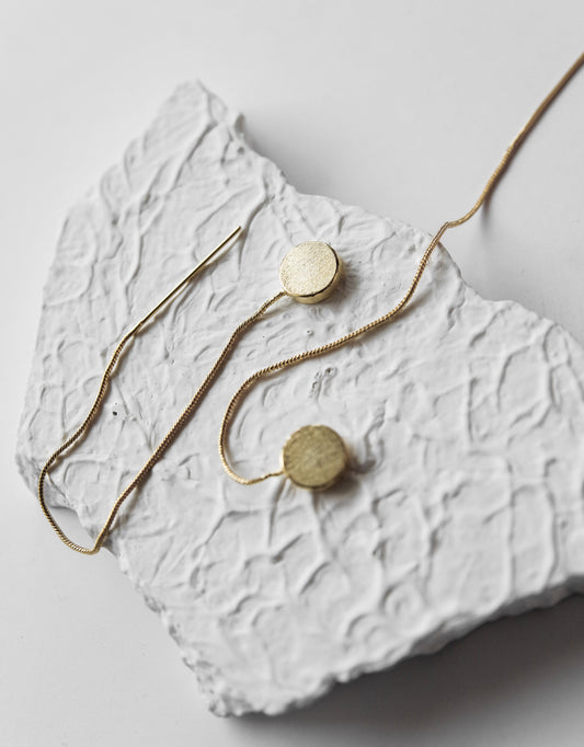 Gold Brass Earrings-Shooting Moon Golden Free Size, Plated, Plated Brass, Long Earrings, Statement Pieces Kamakhyaa