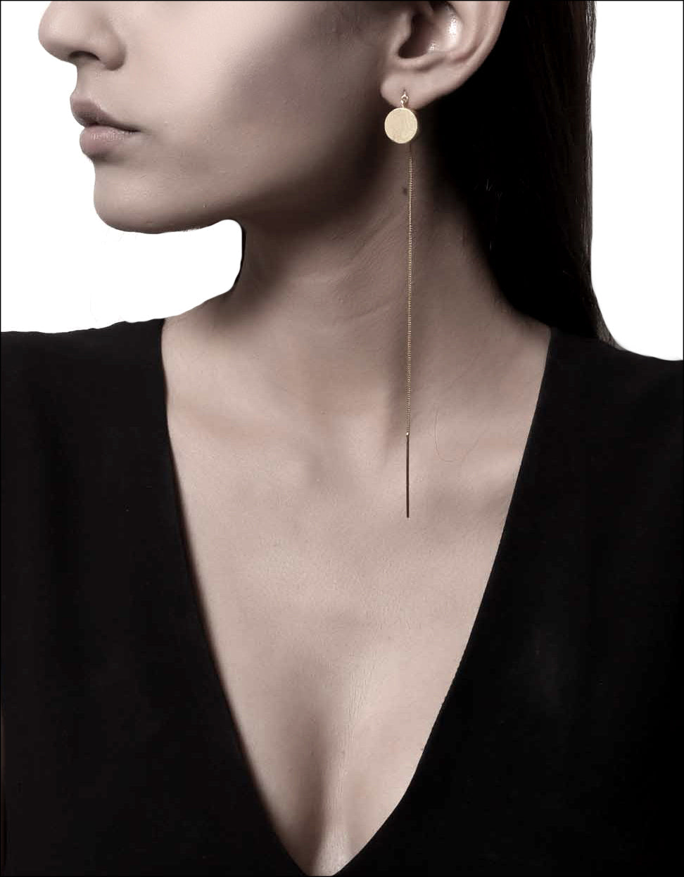 Gold Brass Earrings-Shooting Moon Golden Free Size, Plated, Plated Brass, Long Earrings, Statement Pieces Kamakhyaa