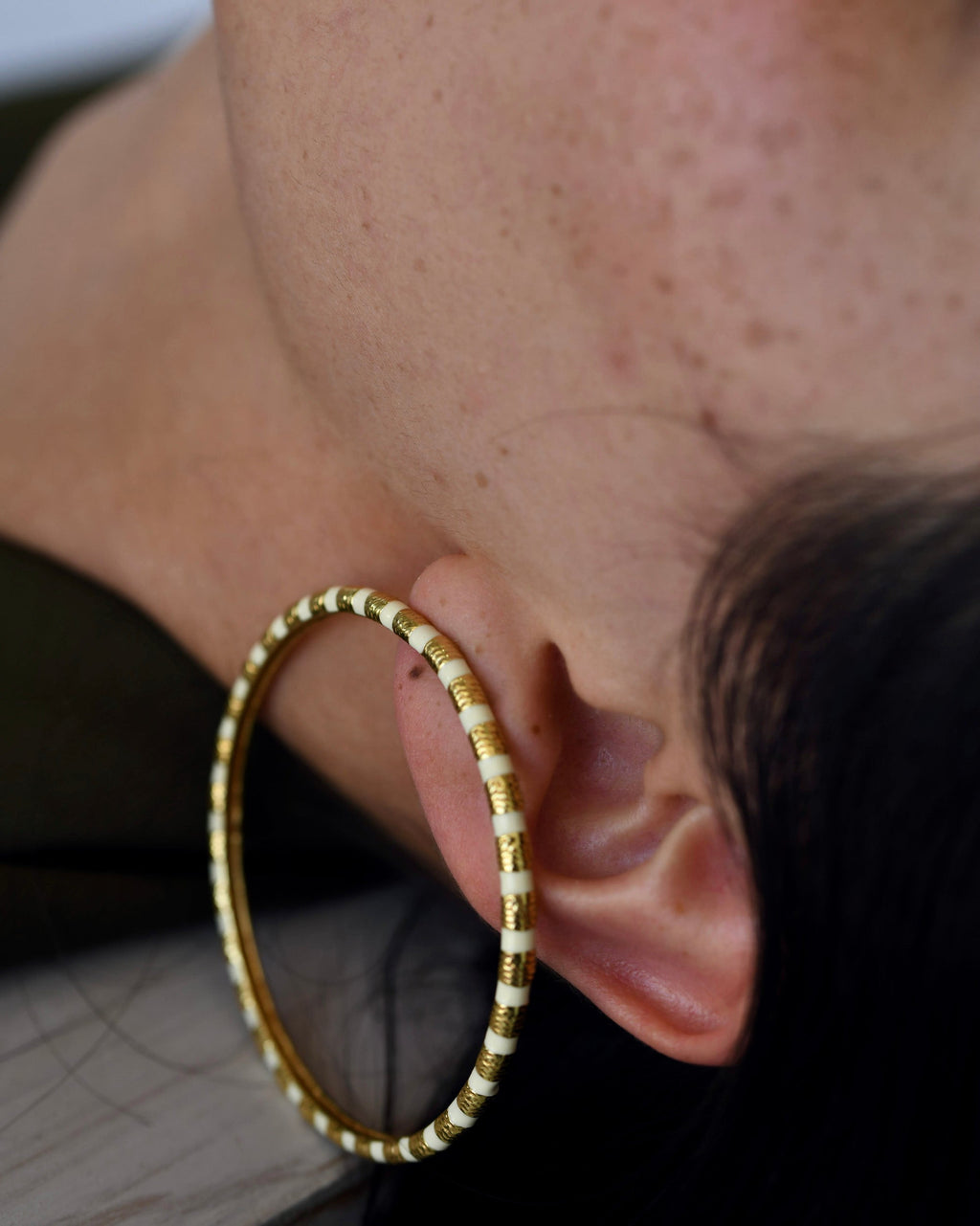 Gold Brass Golden Galaxy Hoops at Kamakhyaa by The Loom Art. This item is Brass, Cosmic Dream TLA, Fashion Jewellery, Free Size, Gold, Gold Plated, Hoops, jewelry, Natural