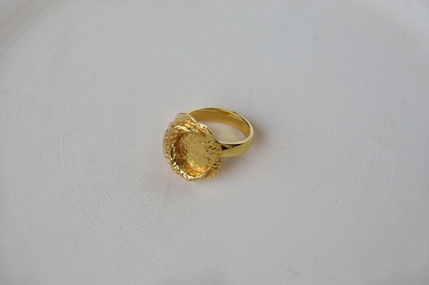 Gold Brass Luna statement Ring at Kamakhyaa by The Loom Art. This item is Brass, Cosmic Dream TLA, Fashion Jewellery, Free Size, Gold, Gold Plated, jewelry, Less than $50, Natural, Rings, Textured