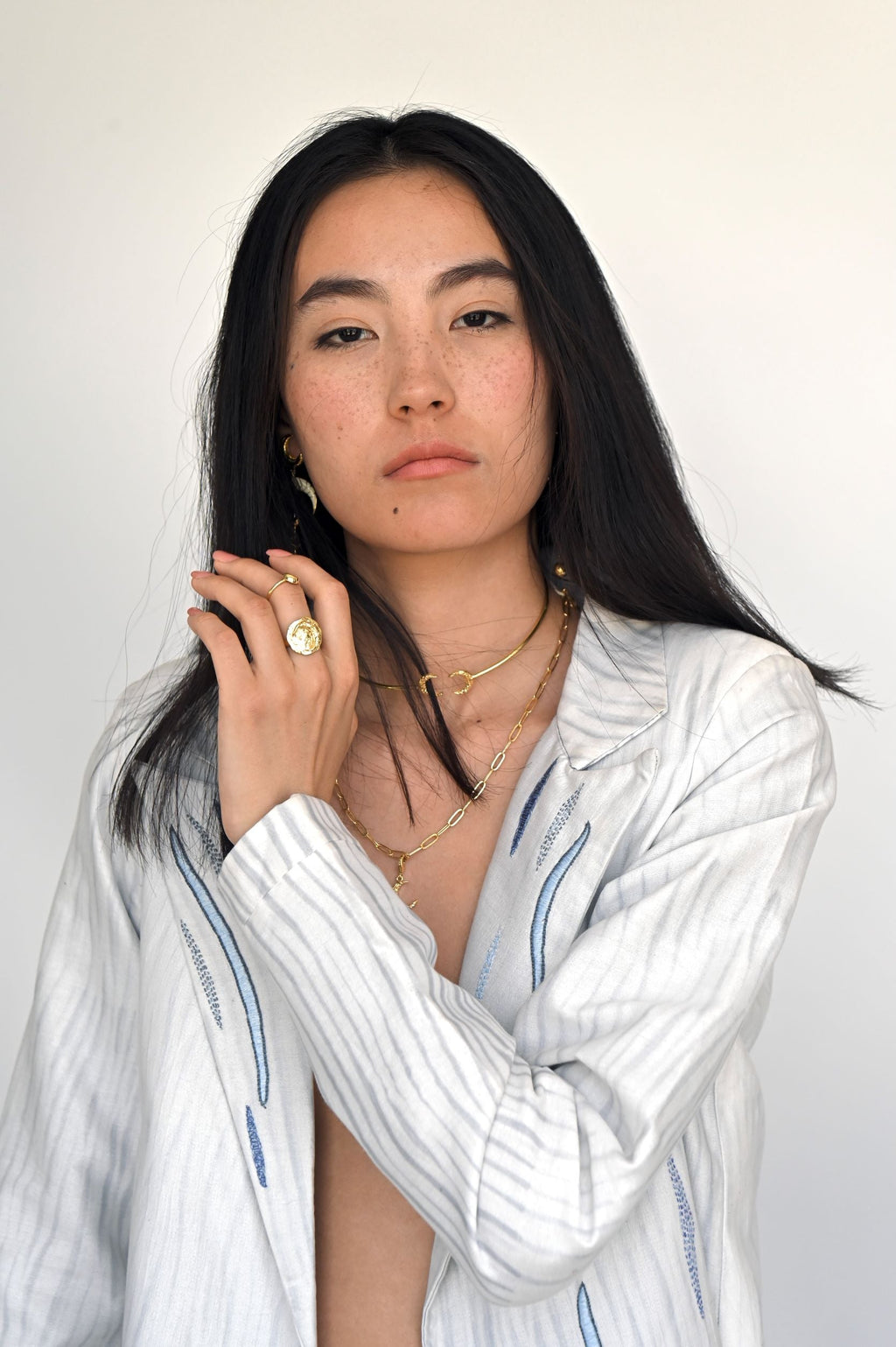 Gold Brass Luna statement Ring at Kamakhyaa by The Loom Art. This item is Brass, Cosmic Dream TLA, Fashion Jewellery, Free Size, Gold, Gold Plated, jewelry, Less than $50, Natural, Rings, Textured