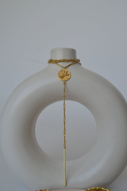 Gold Brass Milky Star Necklaces at Kamakhyaa by The Loom Art. This item is Brass, Cosmic Dream TLA, Fashion Jewellery, Free Size, Gold, Gold Plated, jewelry, Natural, Necklaces