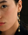 Gold Brass Moonlit Earrings at Kamakhyaa by The Loom Art. This item is Brass, Cosmic Dream TLA, Danglers, Fashion Jewellery, Free Size, Gold, Gold Plated, jewelry, Long Earrings, Natural