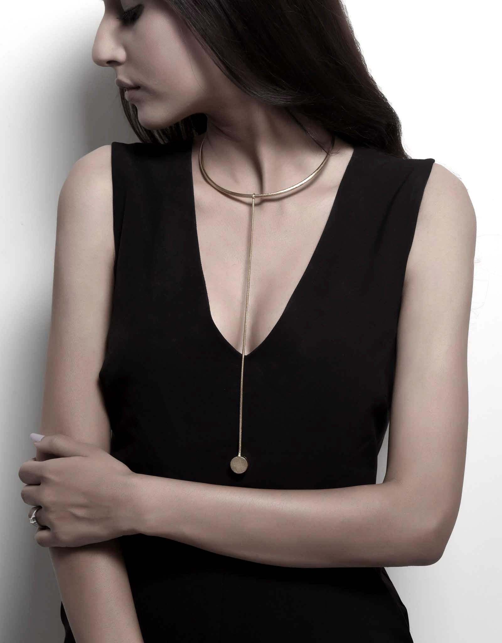 Gold Brass Necklaces-Drop It Free Size, Gold, Plated, Plated Brass, Necklaces, Statement Pieces Kamakhyaa