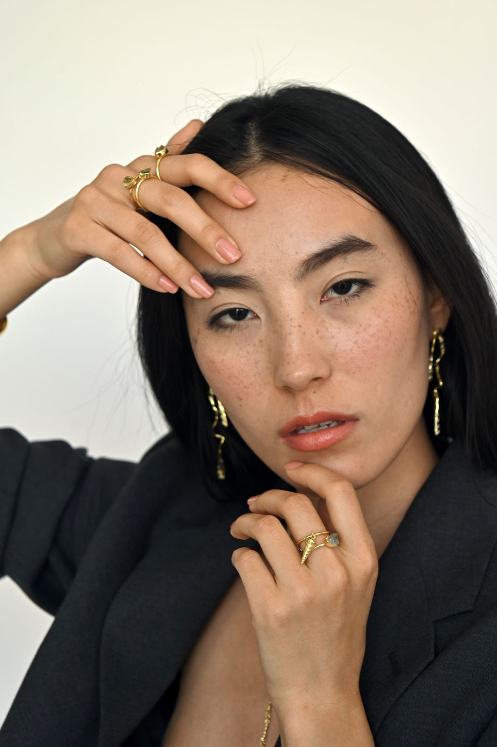 Gold Brass Pearl & Shell Ring at Kamakhyaa by The Loom Art. This item is Brass, Cosmic Dream TLA, Fashion Jewellery, Free Size, Gold, Gold Plated, jewelry, Less than $50, Natural, Rings, Solids, Textured