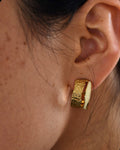 Gold Brass Pearl enamel huggies Hoops at Kamakhyaa by The Loom Art. This item is Brass, Cosmic Dream TLA, Fashion Jewellery, Free Size, Gold, Gold Plated, Hoops, jewelry, Less than $50, Natural, Office Wear Jewellery