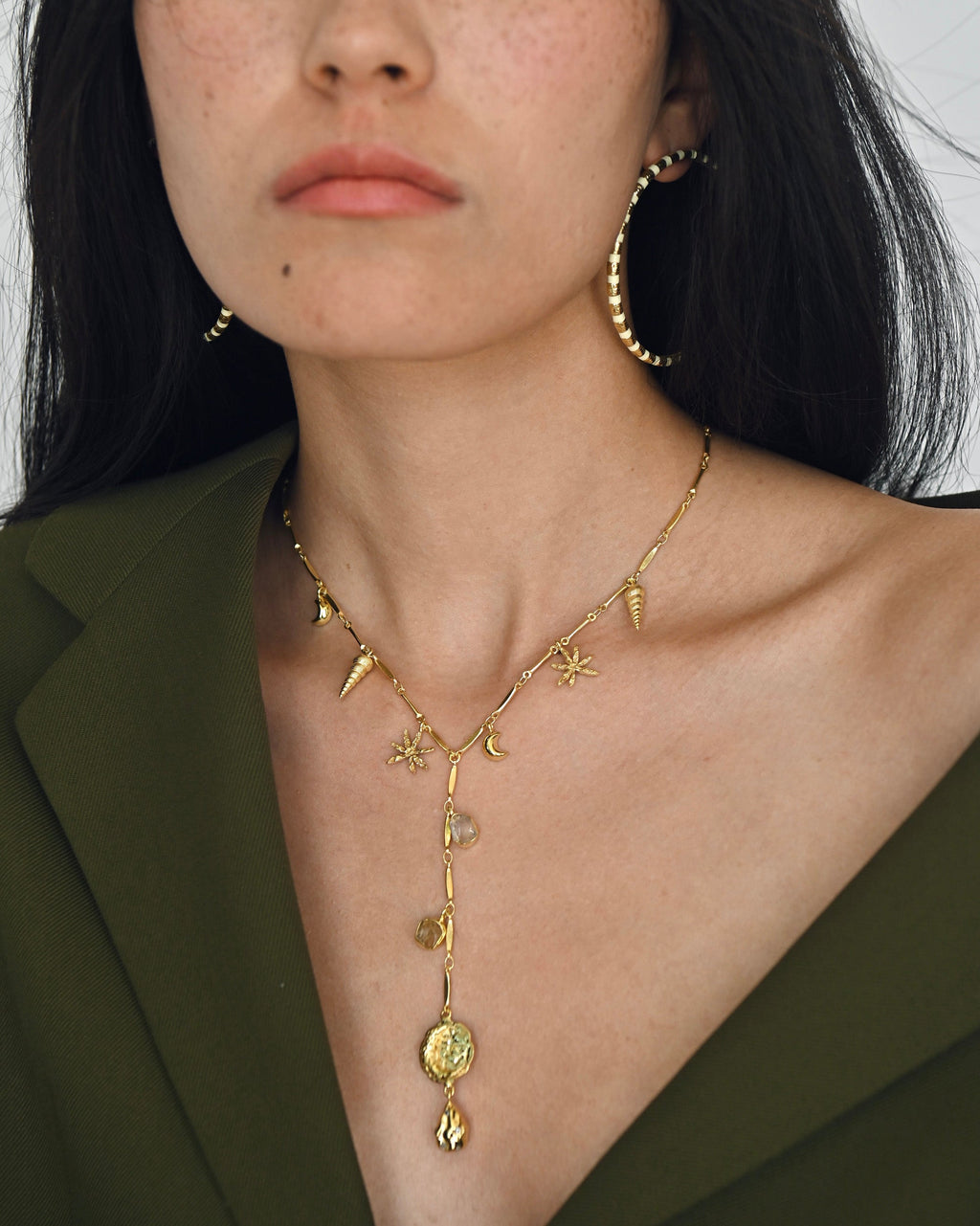 Gold Brass Skyfall Necklace at Kamakhyaa by The Loom Art. This item is Brass, Cosmic Dream TLA, Fashion Jewellery, Free Size, Gold, Gold Plated, jewelry, Natural, Necklaces