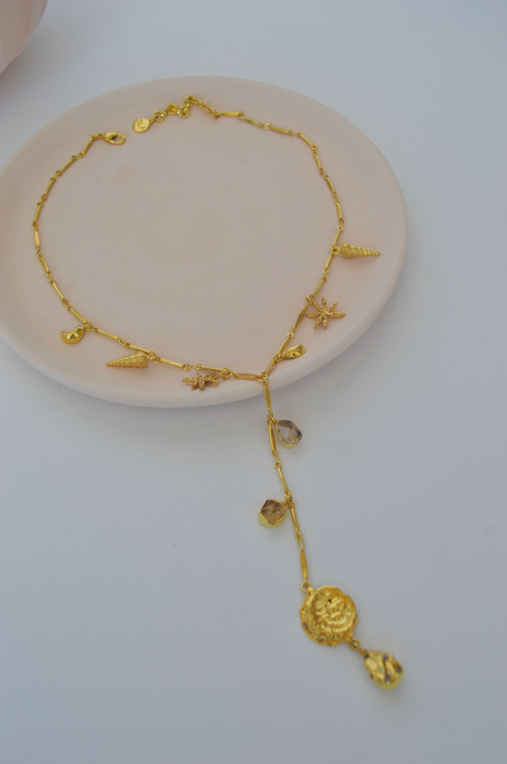 Gold Brass Skyfall Necklace at Kamakhyaa by The Loom Art. This item is Brass, Cosmic Dream TLA, Fashion Jewellery, Free Size, Gold, Gold Plated, jewelry, Natural, Necklaces