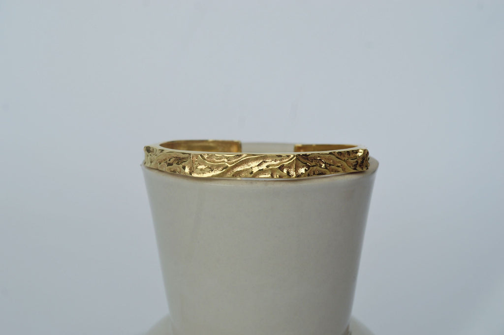 Gold Brass Textured Hexagonal Bracelet at Kamakhyaa by The Loom Art. This item is Add Ons, Bracelets, Brass, Cosmic Dream TLA, Fashion Jewellery, Free Size, Gold, Gold Plated, jewelry, Natural, Textured