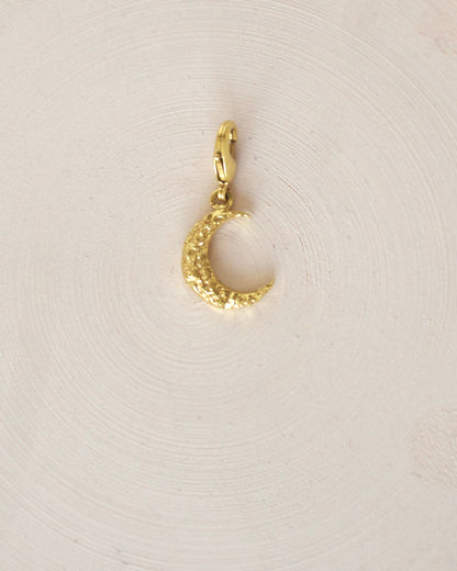 Gold Brass Textured Moon Pendants/Charm at Kamakhyaa by The Loom Art. This item is Brass, Cosmic Dream TLA, Fashion Jewellery, Free Size, Gold, Gold Plated, jewelry, Less than $50, Natural, Pendants, Products less than $25