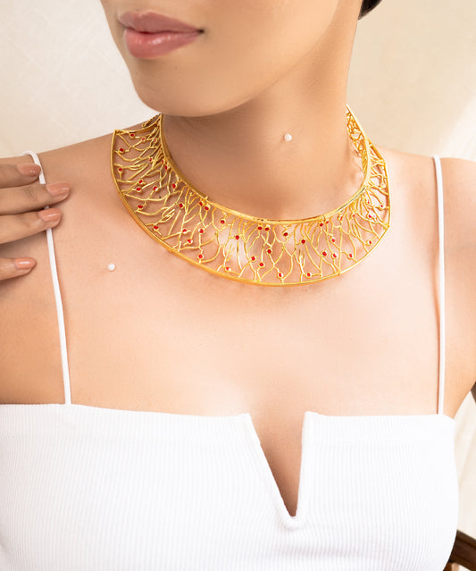 Graci Choker Necklace at Kamakhyaa by Amalgam By Aishwarya. This item is All Occasions, Brass, Fashion Jewellery, Gold, Gold Plated, Handcrafted Jewellery, jewelry, Natural, Necklaces, Sea Of Hope