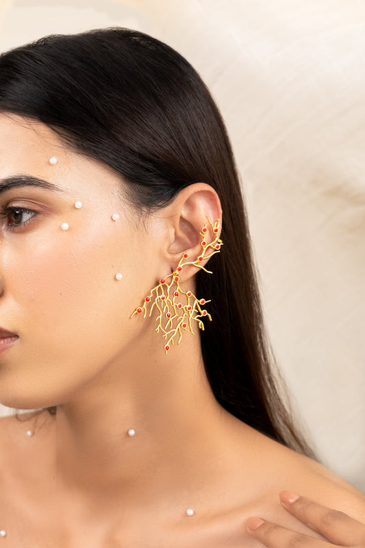 Graci Cuff Earrings at Kamakhyaa by Amalgam By Aishwarya. This item is All Occasions, Brass, Earrings, Fashion Jewellery, Gold, Gold Plated, Handcrafted Jewellery, jewelry, Natural, Sea Of Hope