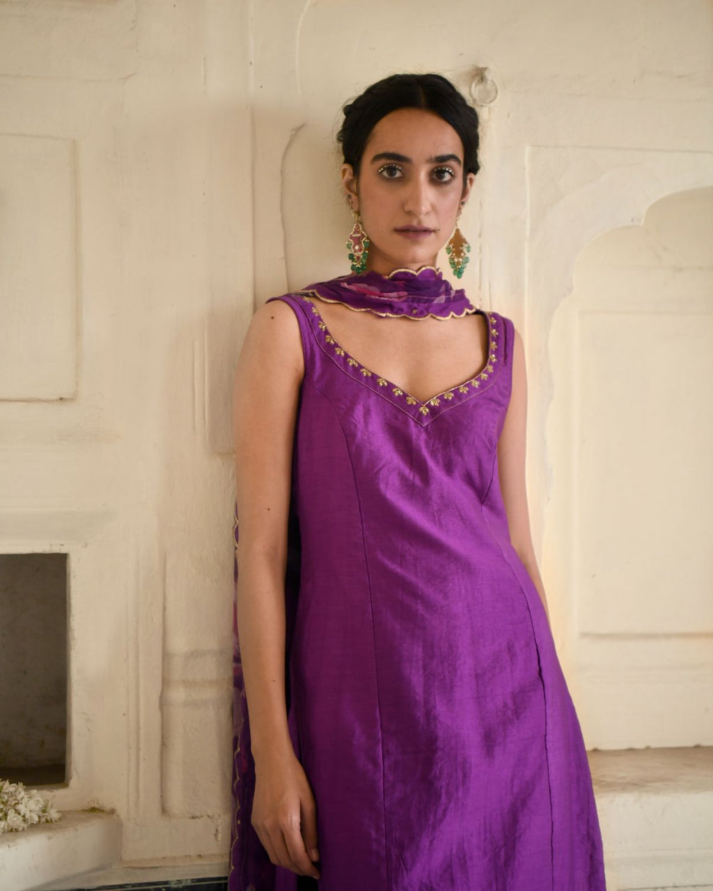 Grape Wine Kurta Set With Dupatta at Kamakhyaa by Taro. This item is Beads work, Chiffon, Digital Print, Enchanted Garden, Evening Wear, Festive Wear, Fitted At Waist, Indian Wear, July Sale, July Sale 2023, Kurta Pant Sets, Kurta Set With Dupatta, Natural, Natural with azo free dyes, Purple, Regular Fit, Sequin Work, Silk Chanderi, Womenswear