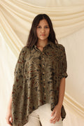 Green Embroidered Ombre Dye Shirt at Kamakhyaa by Chambray & Co.. This item is Casual Wear, Green, Hand Spun Cotton, Natural, Ombre & Dyes, Regular Fit, Shirts, Tops, Womenswear