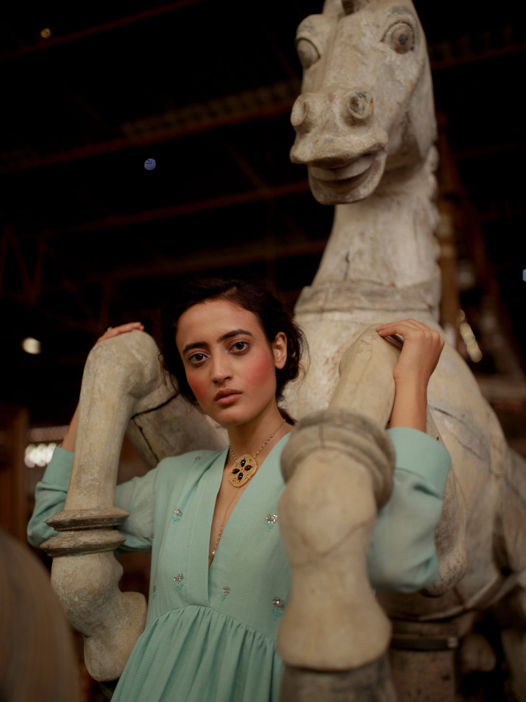 Green Midi Dress at Kamakhyaa by The Loom Art. This item is Green, July Sale, July Sale 2023, Mini Dresses, Natural, Party Wear, Regular Fit, Solids, Vintage Summer, Womenswear