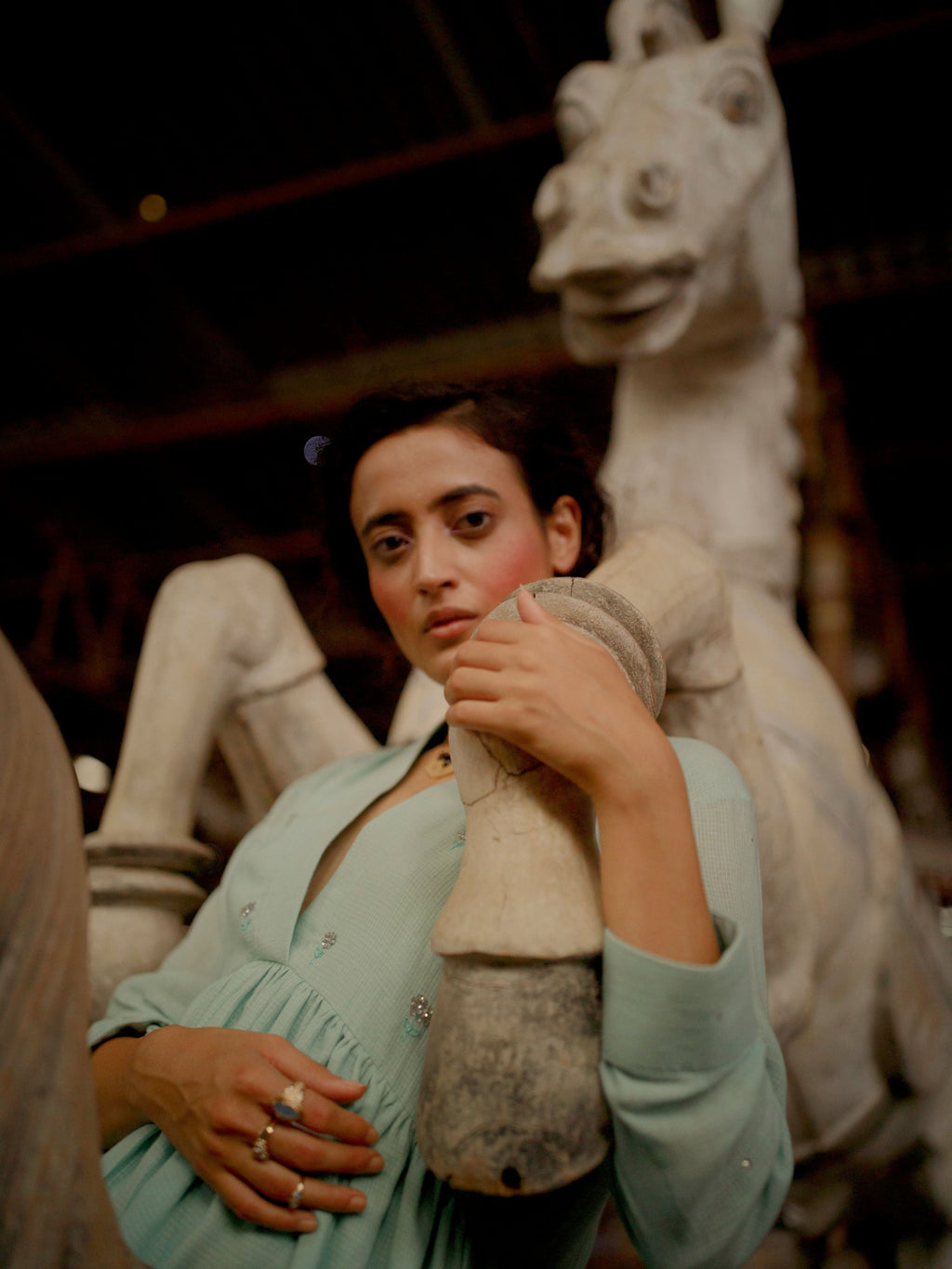 Green Midi Dress at Kamakhyaa by The Loom Art. This item is Green, July Sale, July Sale 2023, Mini Dresses, Natural, Party Wear, Regular Fit, Solids, Vintage Summer, Womenswear