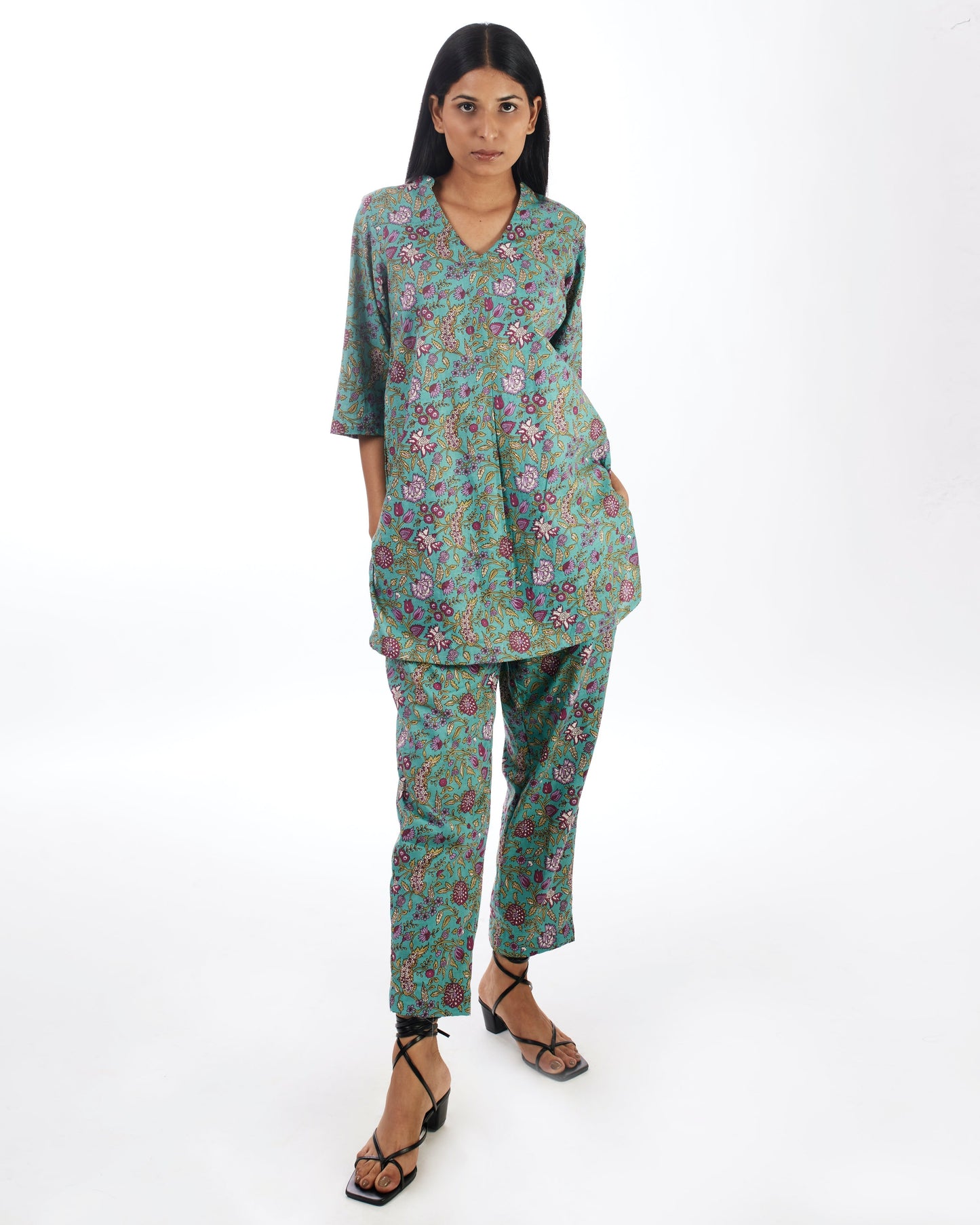 Green Printed Co-ord Set at Kamakhyaa by Kamakhyaa. This item is 100% pure cotton, Casual Wear, Co-ord Sets, KKYSS, Lounge Wear Co-ords, Natural, Prints, Relaxed Fit, Summer Sutra, Womenswear, Yellow