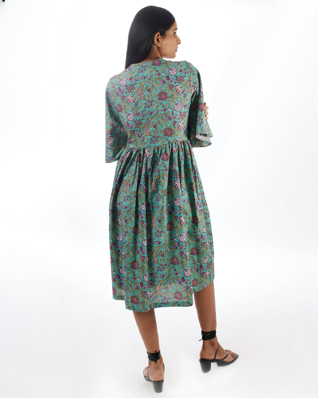 Green Printed Tunic Dress at Kamakhyaa by Kamakhyaa. This item is 100% pure cotton, Casual Wear, Green, KKYSS, Midi Dresses, Natural, Prints, Regular Fit, Summer Sutra, Womenswear