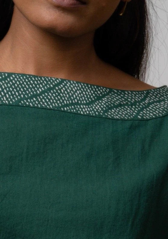 Green Reversible Cotton Top at Kamakhyaa by Lafaani. This item is Blouses, Casual Wear, Cotton, Green, Natural, Regular Fit, Reversible, Solids, Tops, Womenswear