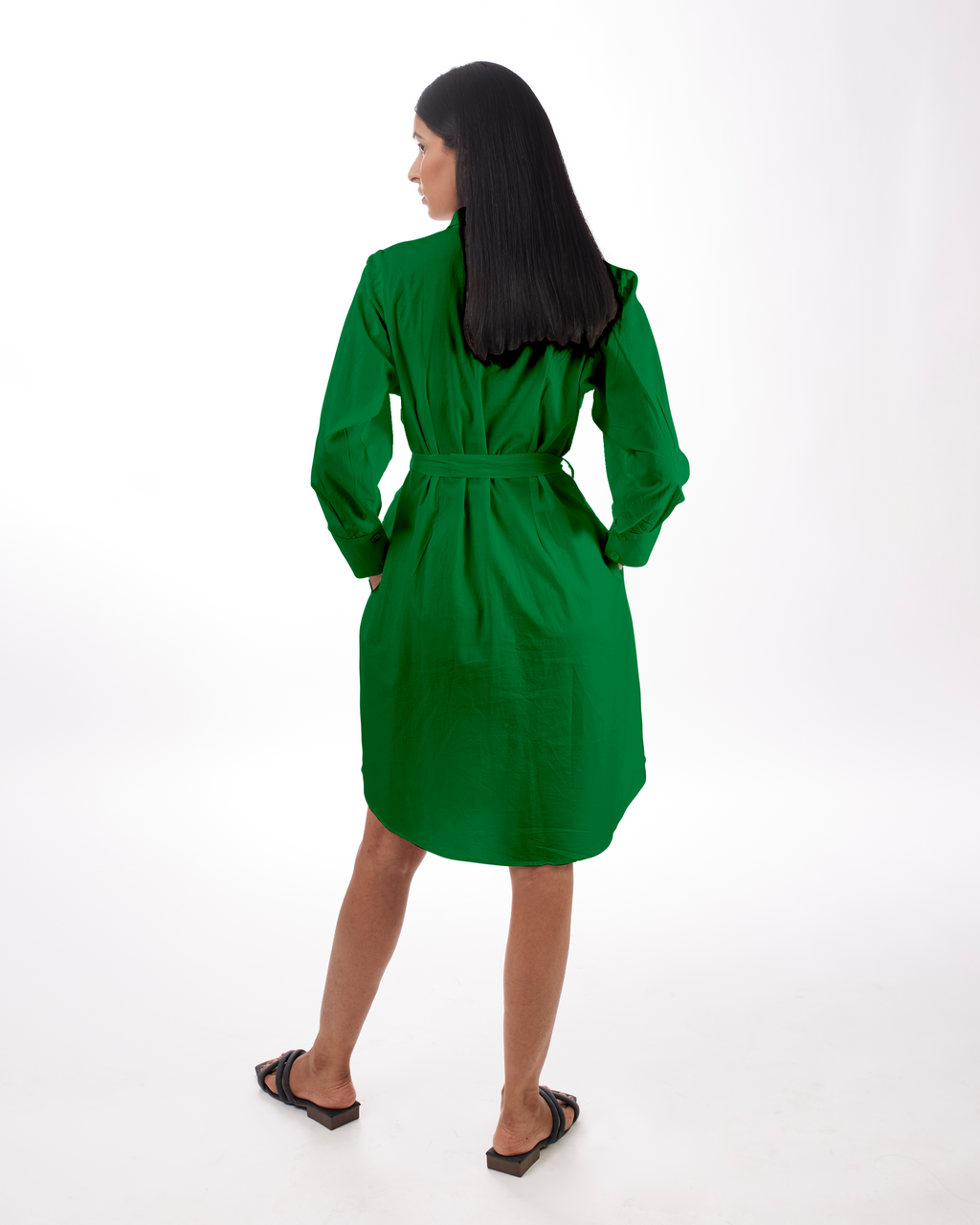 Green Shirt Dress Mini Full Sleeves at Kamakhyaa by Kamakhyaa. This item is Casual Wear, Green, KKYSS, Natural, Relaxed Fit, Shirt Dresses, Solids, Summer Sutra, Womenswear