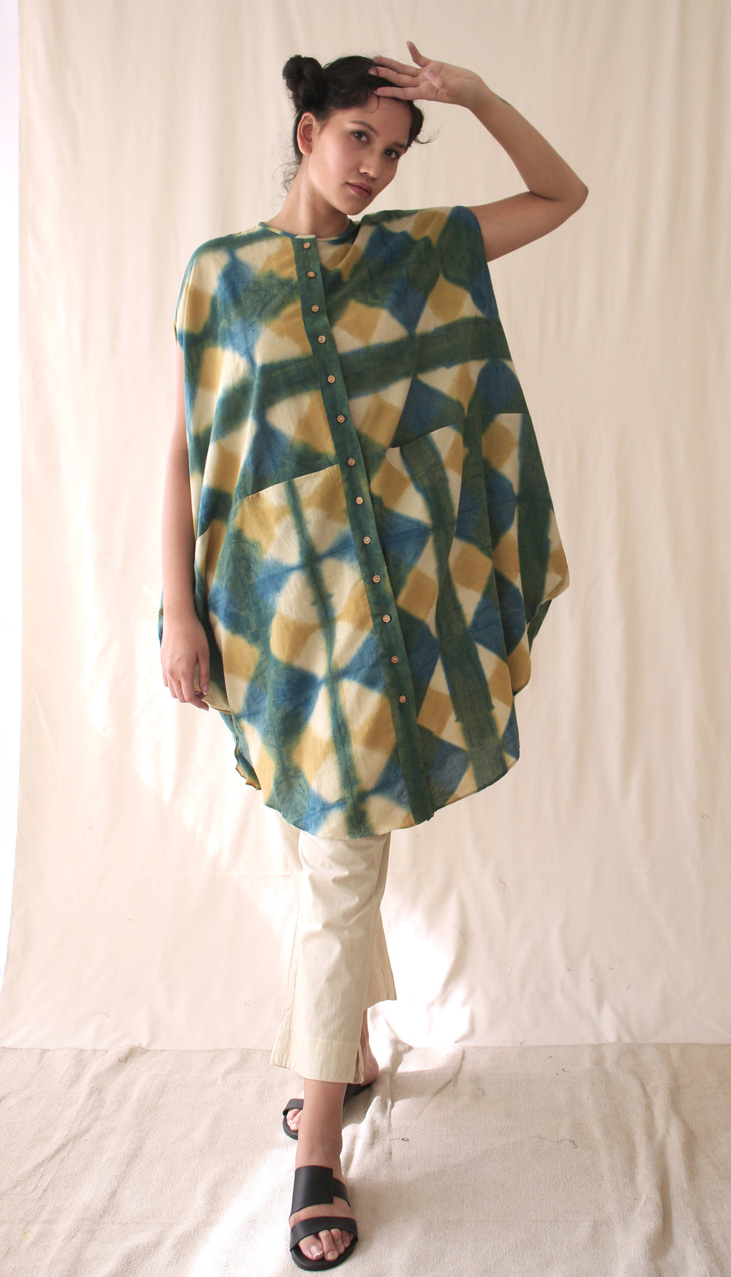 Green Shirt Ombre Dye Complete Set at Kamakhyaa by Chambray & Co.. This item is Casual Wear, Co-ord Sets, Green, Hand Spun Cotton, Natural, Ombre & Dyes, Regular Fit, Womenswear