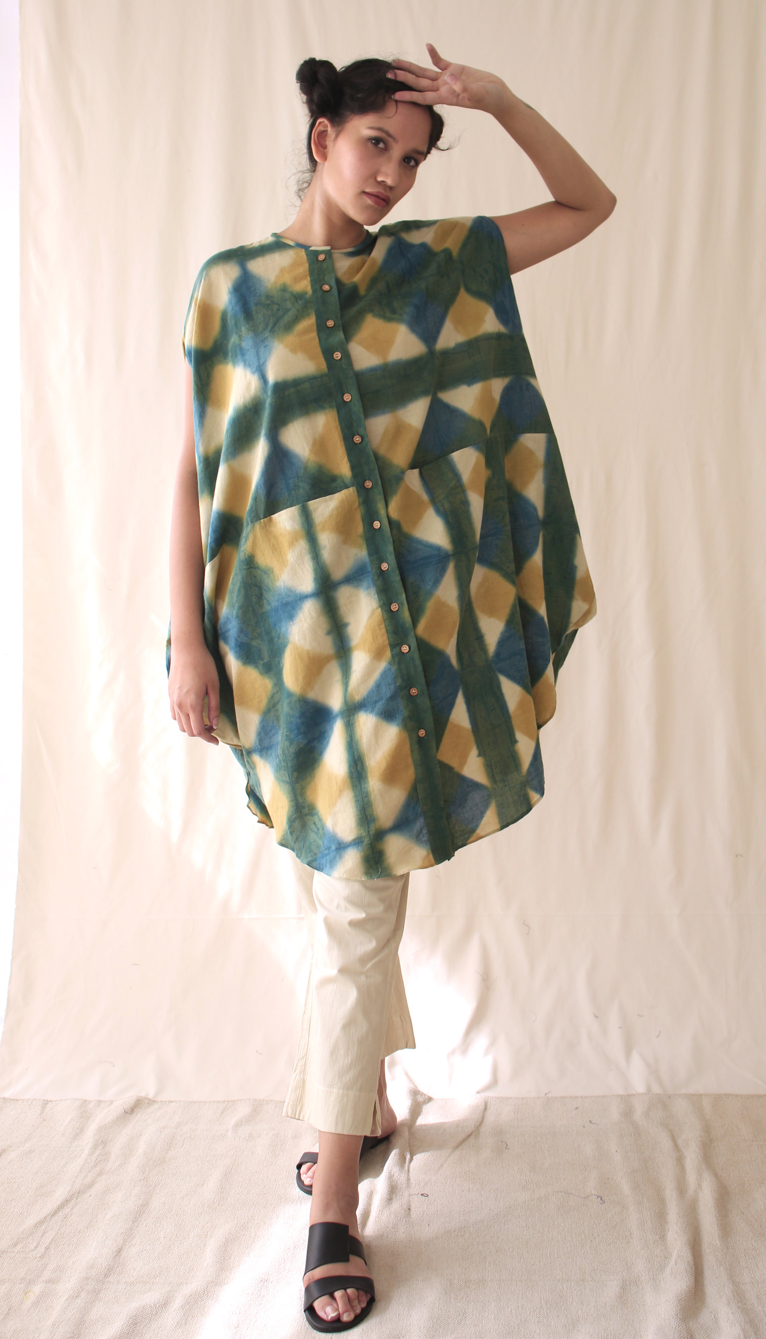 Green Shirt Ombre Dye Complete Set at Kamakhyaa by Chambray & Co.. This item is Casual Wear, Co-ord Sets, Green, Hand Spun Cotton, Natural, Ombre & Dyes, Regular Fit, Womenswear