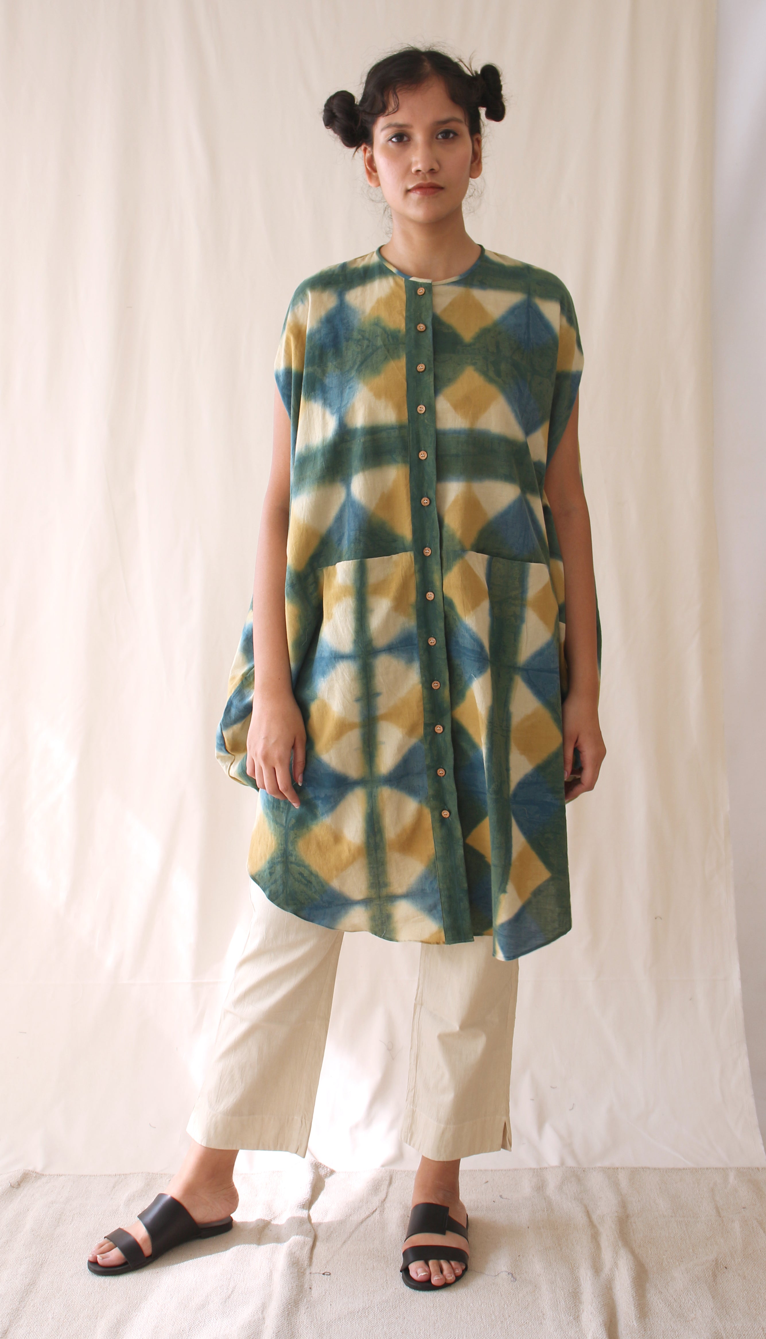 Green Shirt Ombre Dye Complete Set at Kamakhyaa by Chambray & Co.. This item is Casual Wear, Co-ord Sets, Green, Hand Spun Cotton, Natural, Ombre & Dyes, Regular Fit, Womenswear