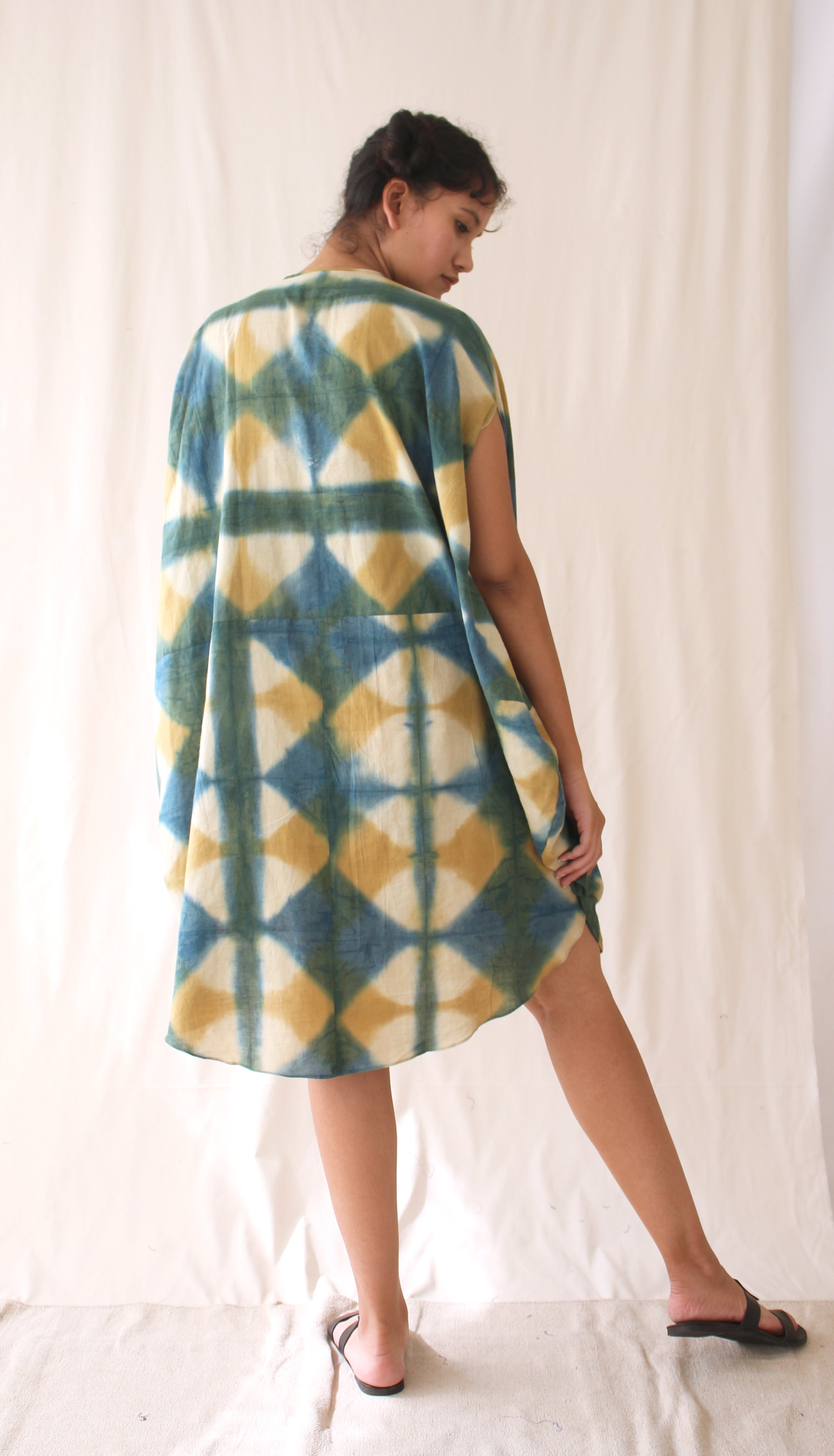 Green Shirt Ombre Dye Midi Dress at Kamakhyaa by Chambray & Co.. This item is Casual Wear, Green, Hand Spun Cotton, Midi Dresses, Natural, Ombre & Dyes, Regular Fit, Womenswear