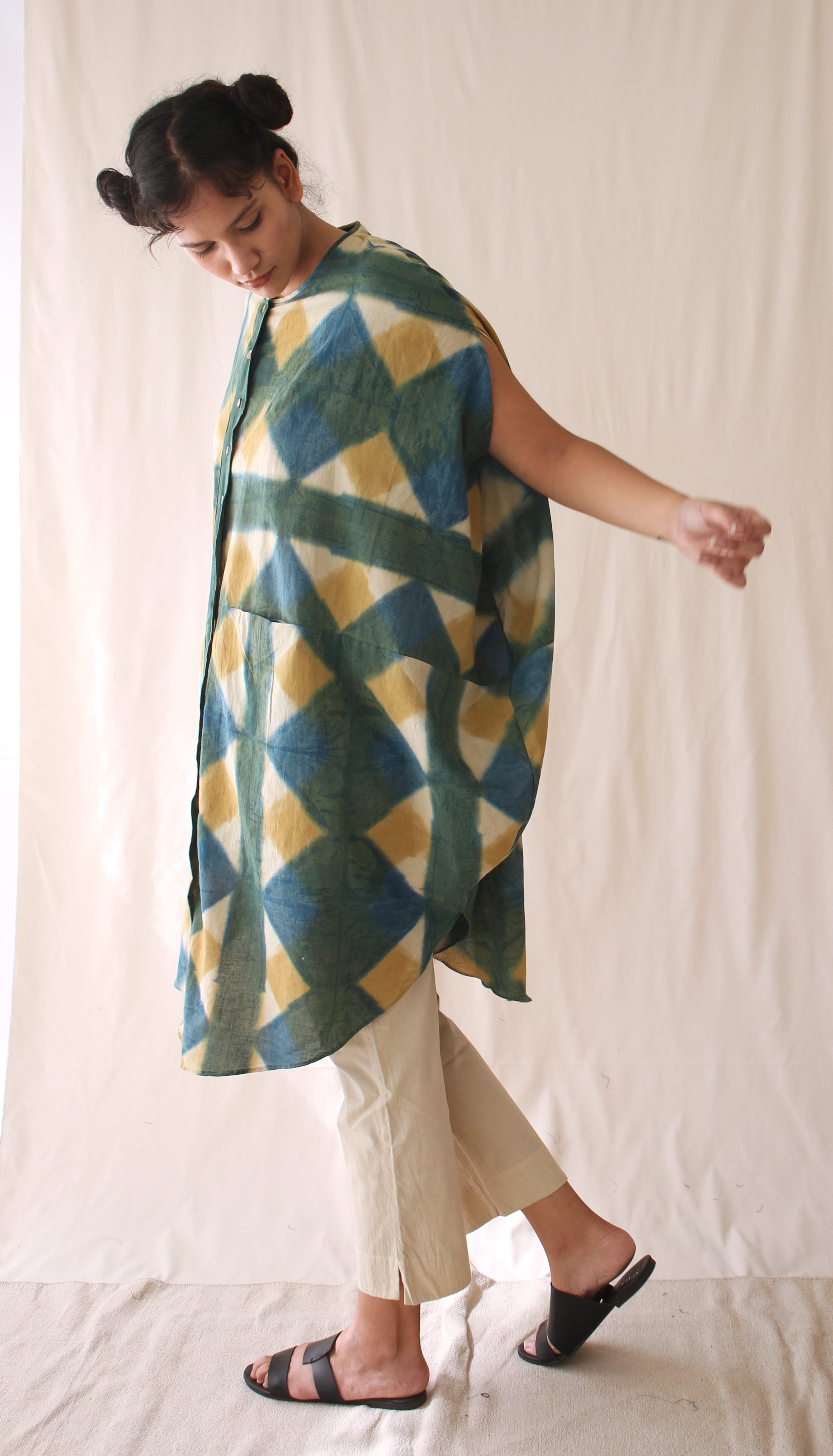 Green Shirt Ombre Dye Midi Dress at Kamakhyaa by Chambray & Co.. This item is Casual Wear, Green, Hand Spun Cotton, Midi Dresses, Natural, Ombre & Dyes, Regular Fit, Womenswear