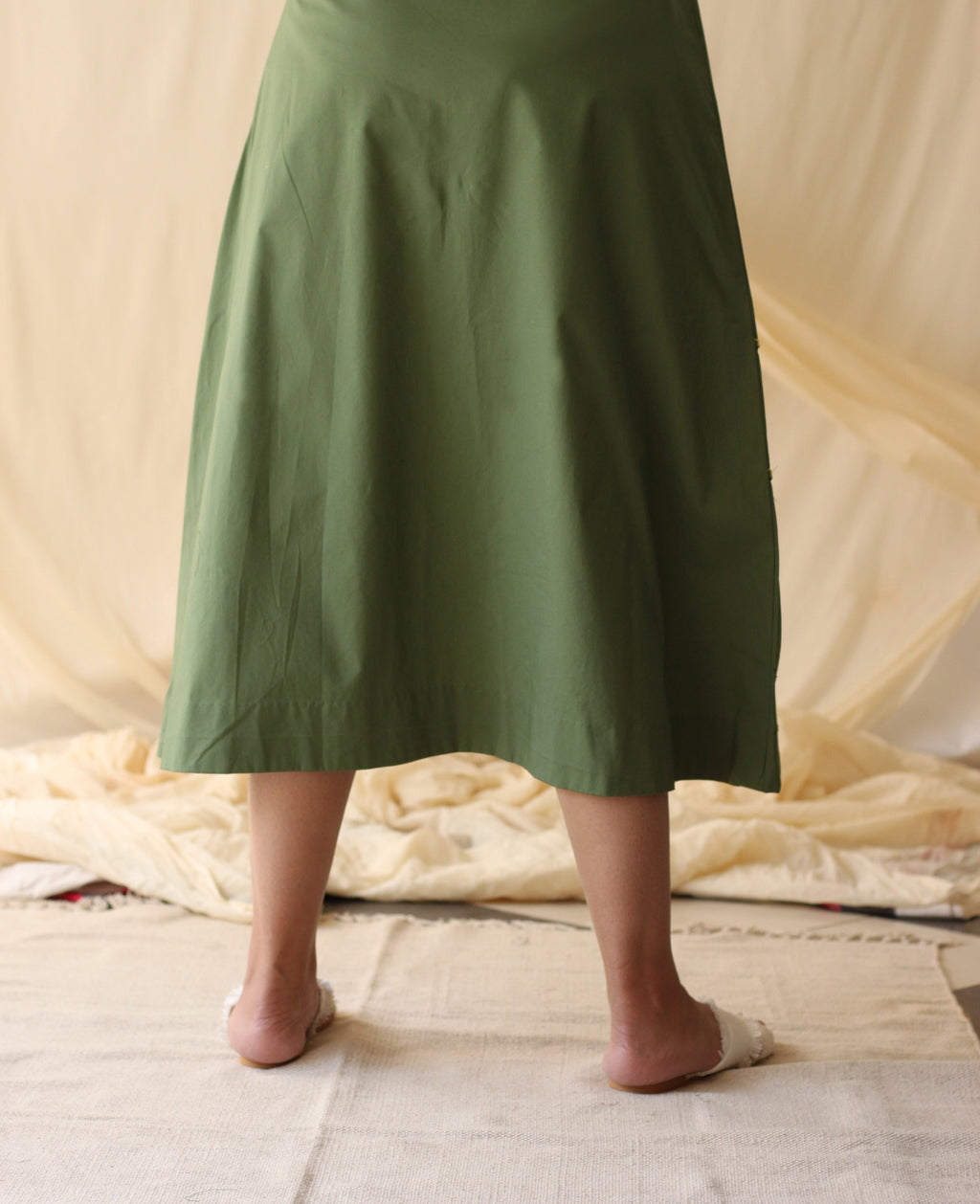Green Shirt With Skirt Cotton Complete Set at Kamakhyaa by Chambray & Co.. This item is Casual Wear, Co-ord Sets, Cotton, Green, Natural, Regular Fit, Skirt Sets, Solids, Travel Co-ords, Womenswear